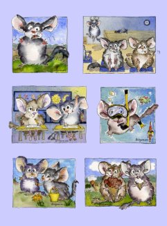 Cartoon Chinchillas Being Cute Custom Poster Print print