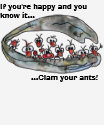 cartoon clam with ants if you're happy