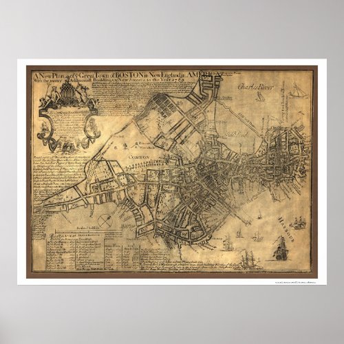 Town of Boston Map - 1769 print