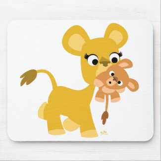 Cartoon Mother Lion and Cub mousepad mousepad