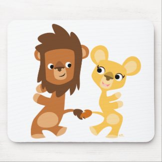 Cartoon Lion and Lioness  dancing mousepad mousepad