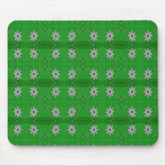 white flowers on green background mousepad