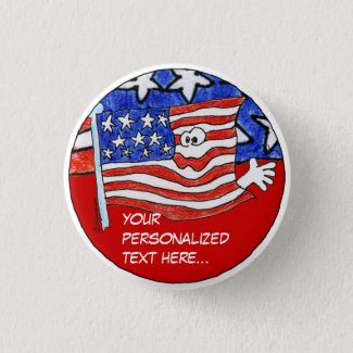 American Flag Personalized Pin /Round Button