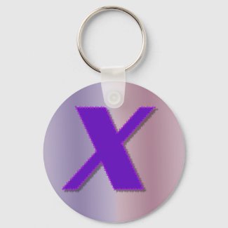 X purple monogram keychain