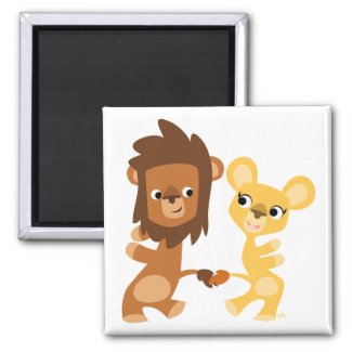 Cartoon Lion and Lioness  dancing magnet magnet