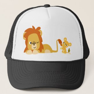 Cartoon Lion Dad and Cub hat hat