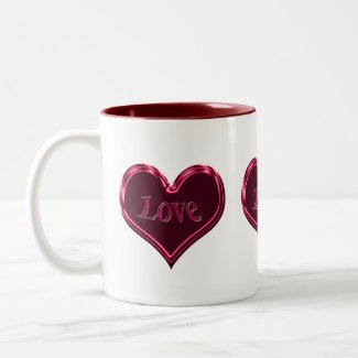 red and black heart Love mug