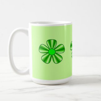 green flower mug