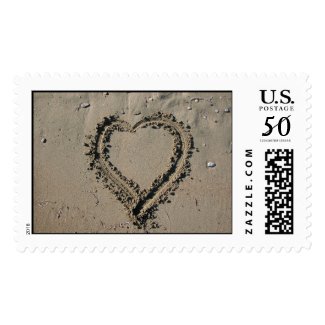 Beach Heart Postage Stamp stamp