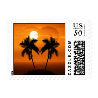 Tropical Wedding Postage Stamp stamp