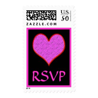 pink heart RSVP stamp