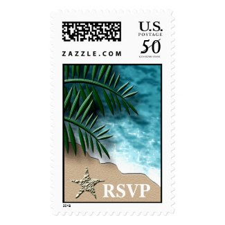 RSVP Tropical Wedding Postage Stamp stamp