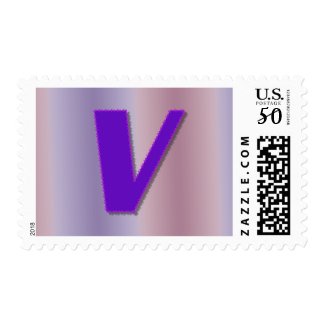 V purple monogram stamp