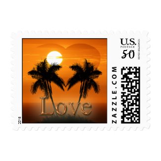 Love Tropical Wedding Postage Stamp stamp