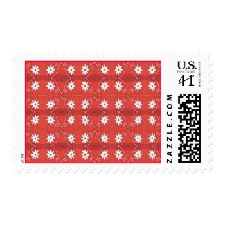 red star flowers stamp
