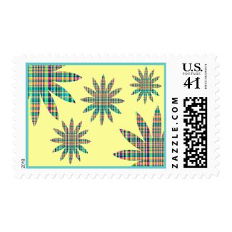 plaid flowers stamp