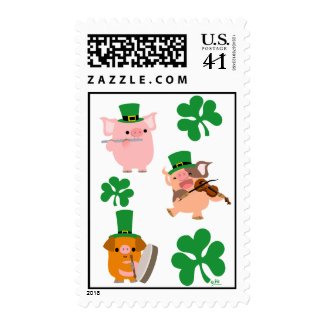 St Patrick's Day little musicians postage stamp stamp