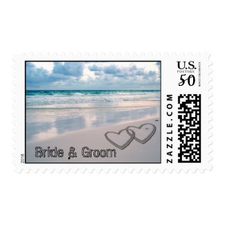 Bride & Groom Names Written in the Sand stamp