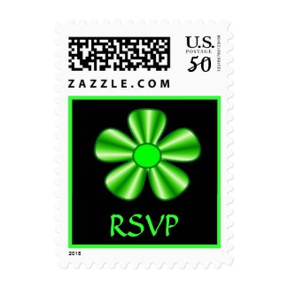 RSVP green flower stamp