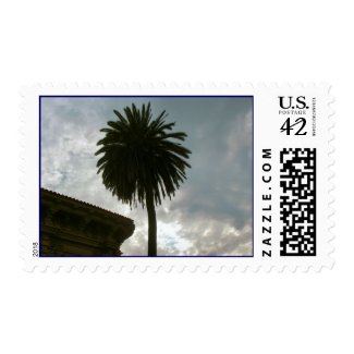 palm tree and clouds stamp