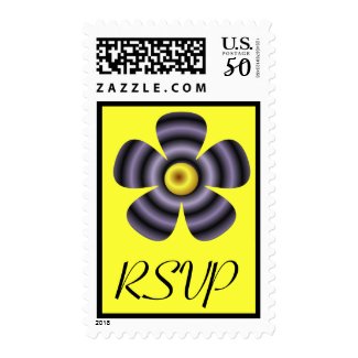 yellow black flower rsvp stamp