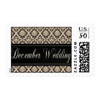 Custom December Wedding damask postage stamp