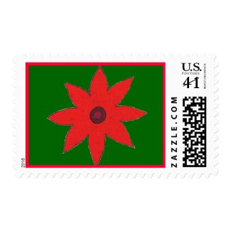 red flower stamp