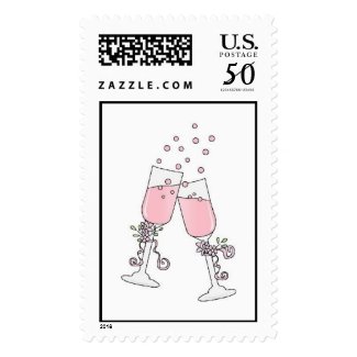 Pink Champagne Glasses stamp