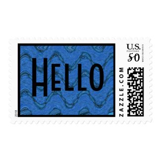 hello blue abstract stamp