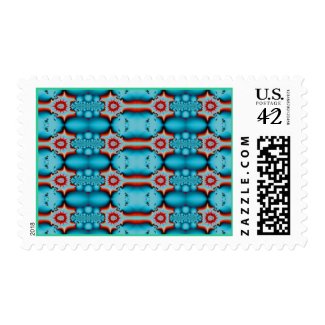 turquoise and red fractal stamp