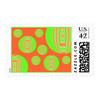 orange and green circles stamp