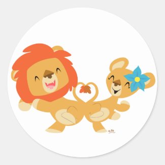 Valentine dancing lion couple sticker sticker