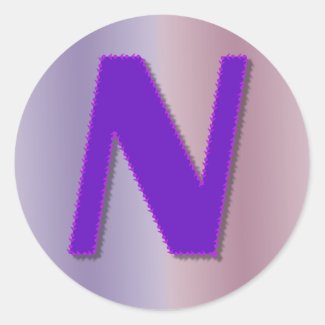 N purple monogram sticker