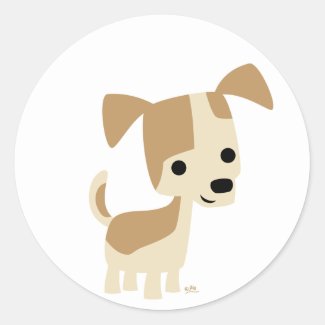 Inquisitive little dog cartoon sticker sticker