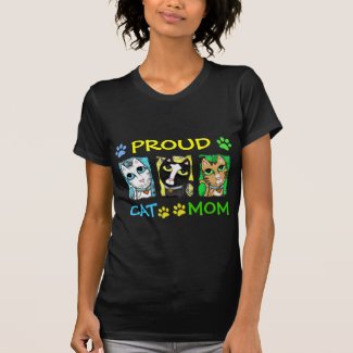 Mom of Cats Triptych on Dark T-Shirt shirt