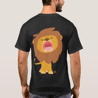 Cute Mighty Roaring Lion Cartoon T-shirt (back) shirt