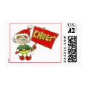 Christmas Cartoon Holiday Elf Postage Cheer Stamp stamp