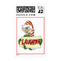 Christmas Cartoon Elf Laughter Postage Stamp stamp