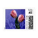 RSVP And Two Pink Tulips Wedding Postage stamp