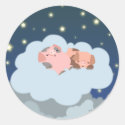 Slumbering Piglets cartoon sticker sticker