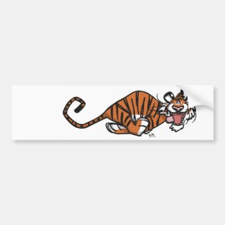 Cartoon Running Tiger bumper sticker bumpersticker