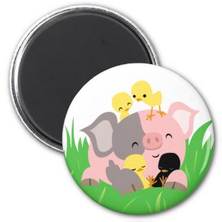 Easter pig and chicks magnet