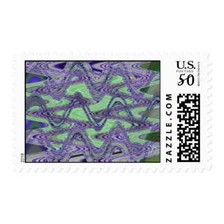 blue green waves postage