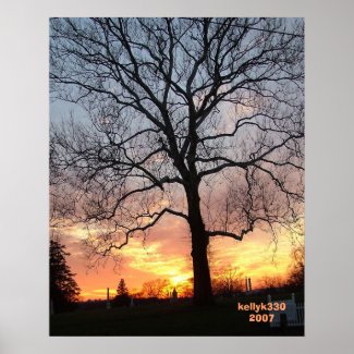 tree with sunset print